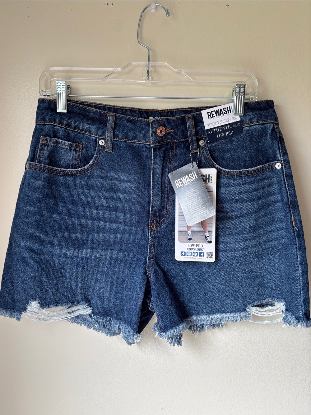 REWASH Dark Blue Authentic Low Pro Tomboy Denim Short Size 7/28